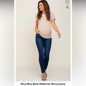Navy Blue Basic Maternity Skinny Jeans